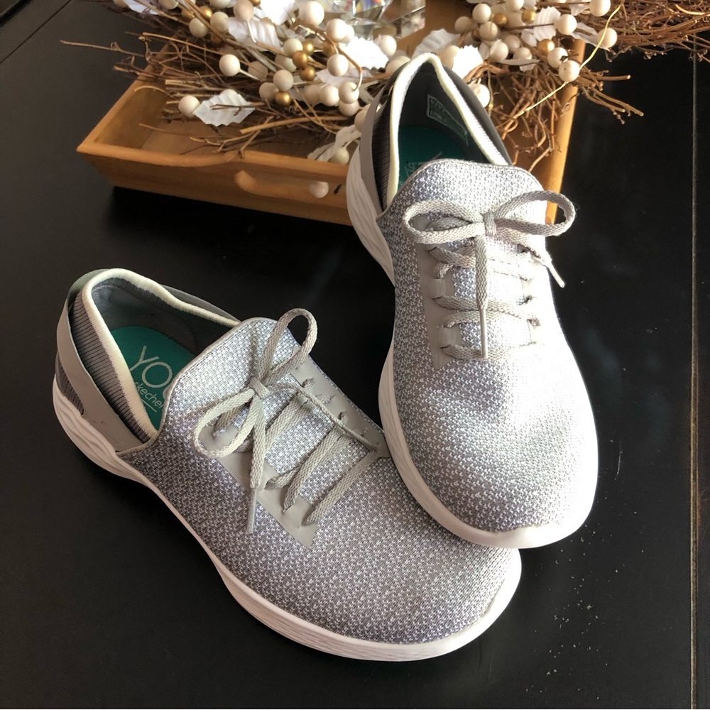 Sketchers You Walk Gray Slip On Stretch Knit Sneakers